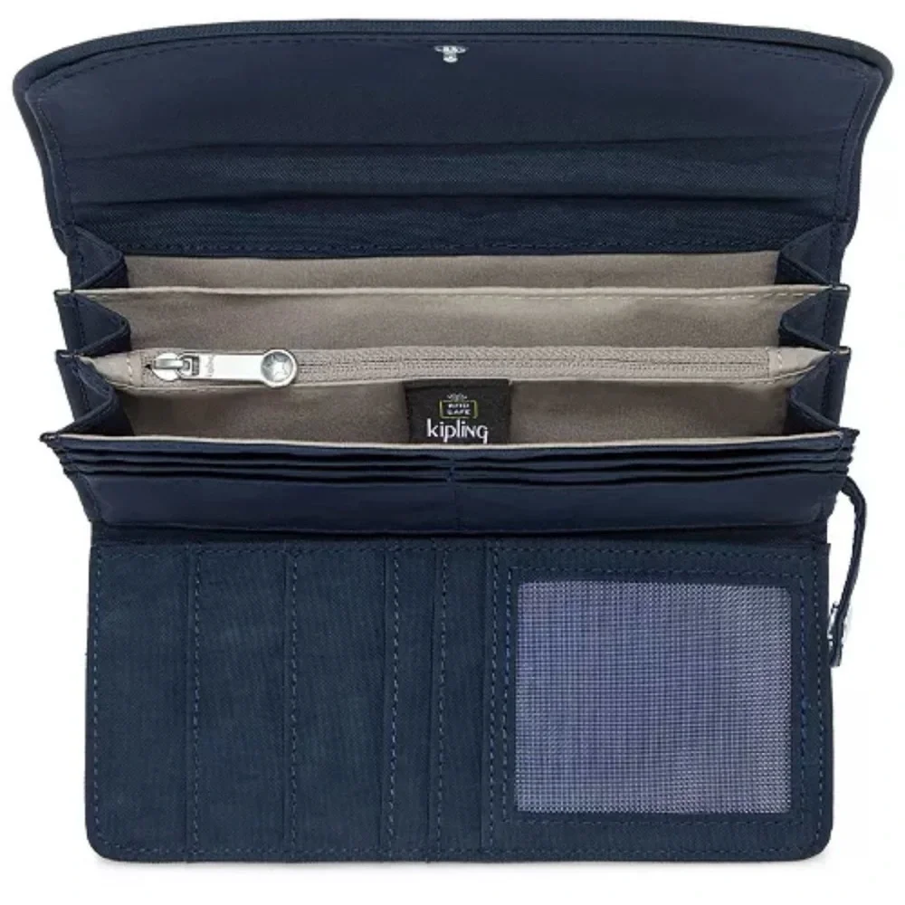 NWT Kipling Money Land RFID Nylon Snap Wallet • Blue Bleu 2